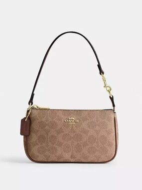Coach Brown/Tan/Gold Signature Canvas Shoulder Bag | Coach Nolita Bag.